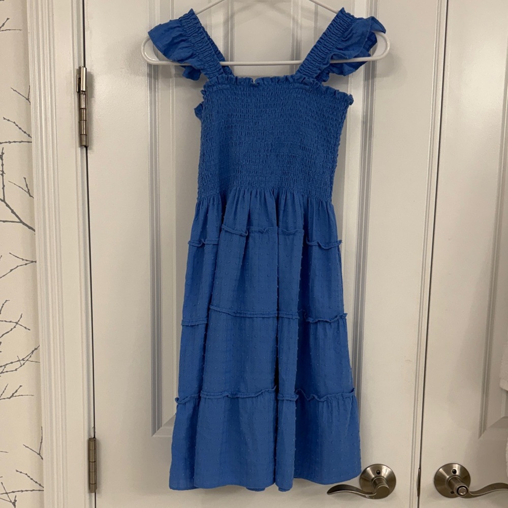Hill House Kids Casual Blue Ruffle Strap Dress